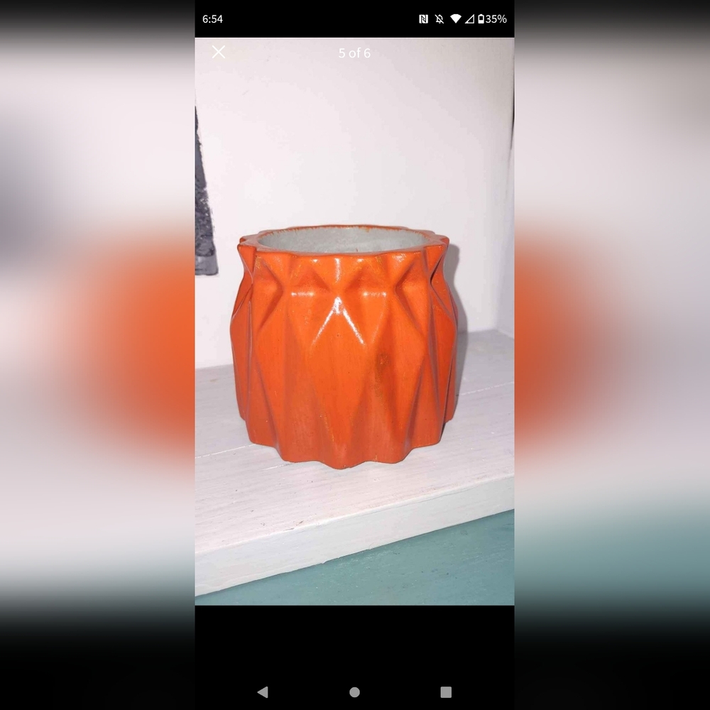 Concrete Vessel Oval Succulents Pot Orange